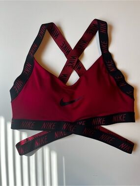 Nike Maroon and Black Strappy Sports Bra